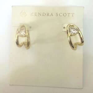 $60 Kendra Scott Gold Arden huggie hoop earrings with cubic zirconia NEW